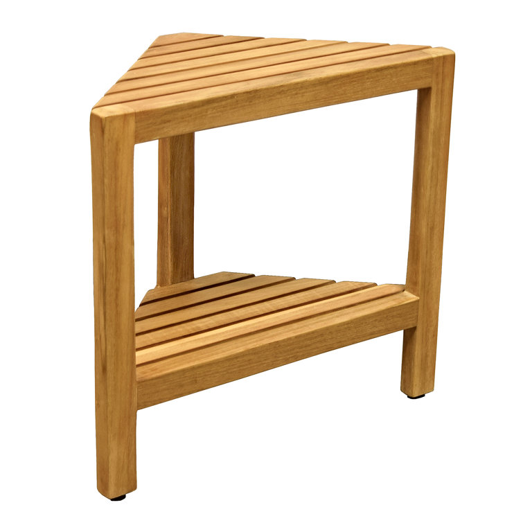 Teak corner shower stool best sale with shelf